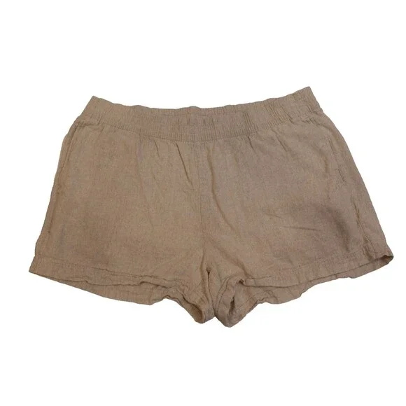 Old Navy Flax Linen Blend Shorts Women’s XL Elastic High Waist Oatmeal Pull On - Picture 12 of 13